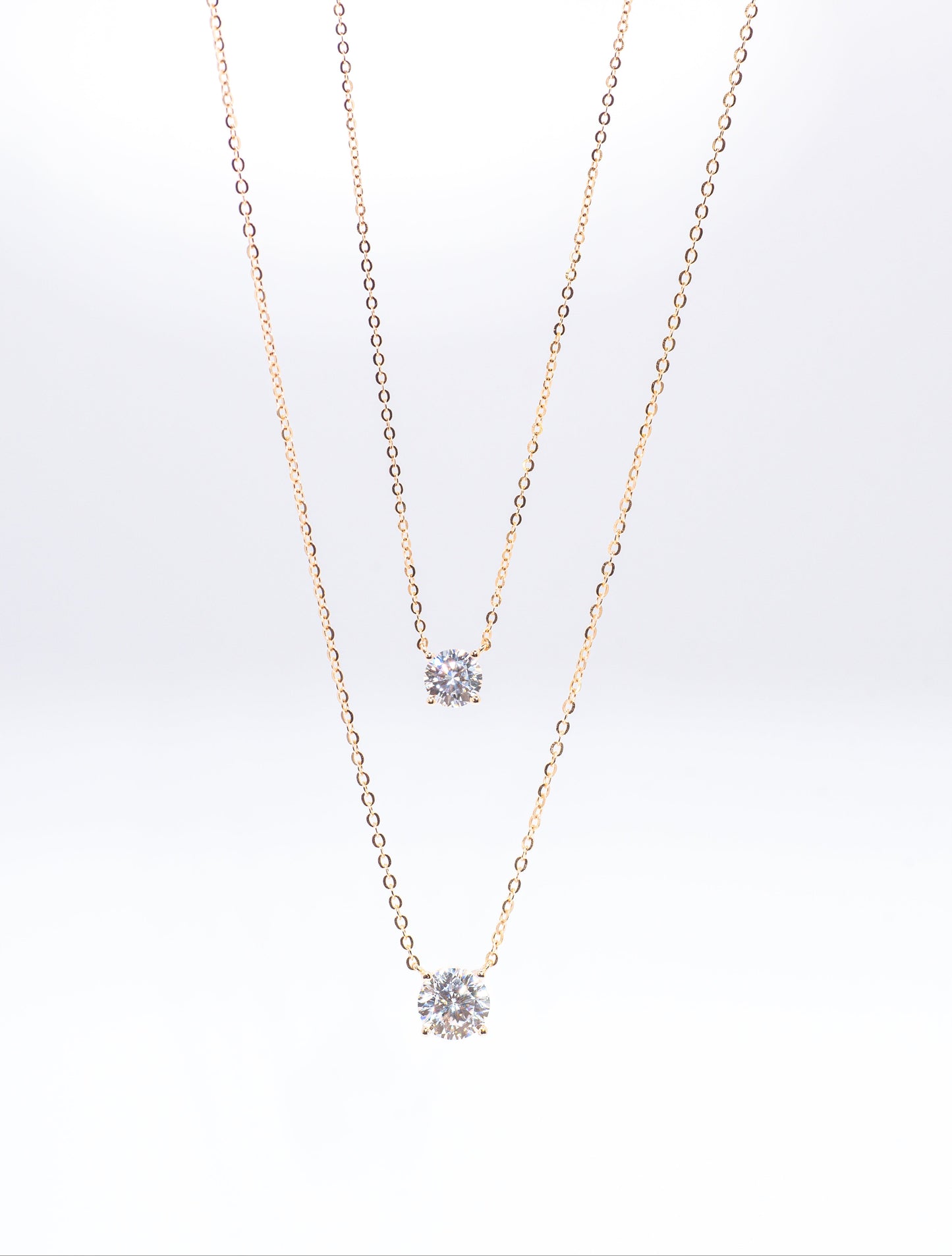 Classic Four Claw Moissanite Necklace, Champagne Gold - Lunelle Atelier