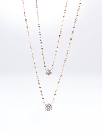 Classic Four Claw Moissanite Necklace, Champagne Gold - Lunelle Atelier