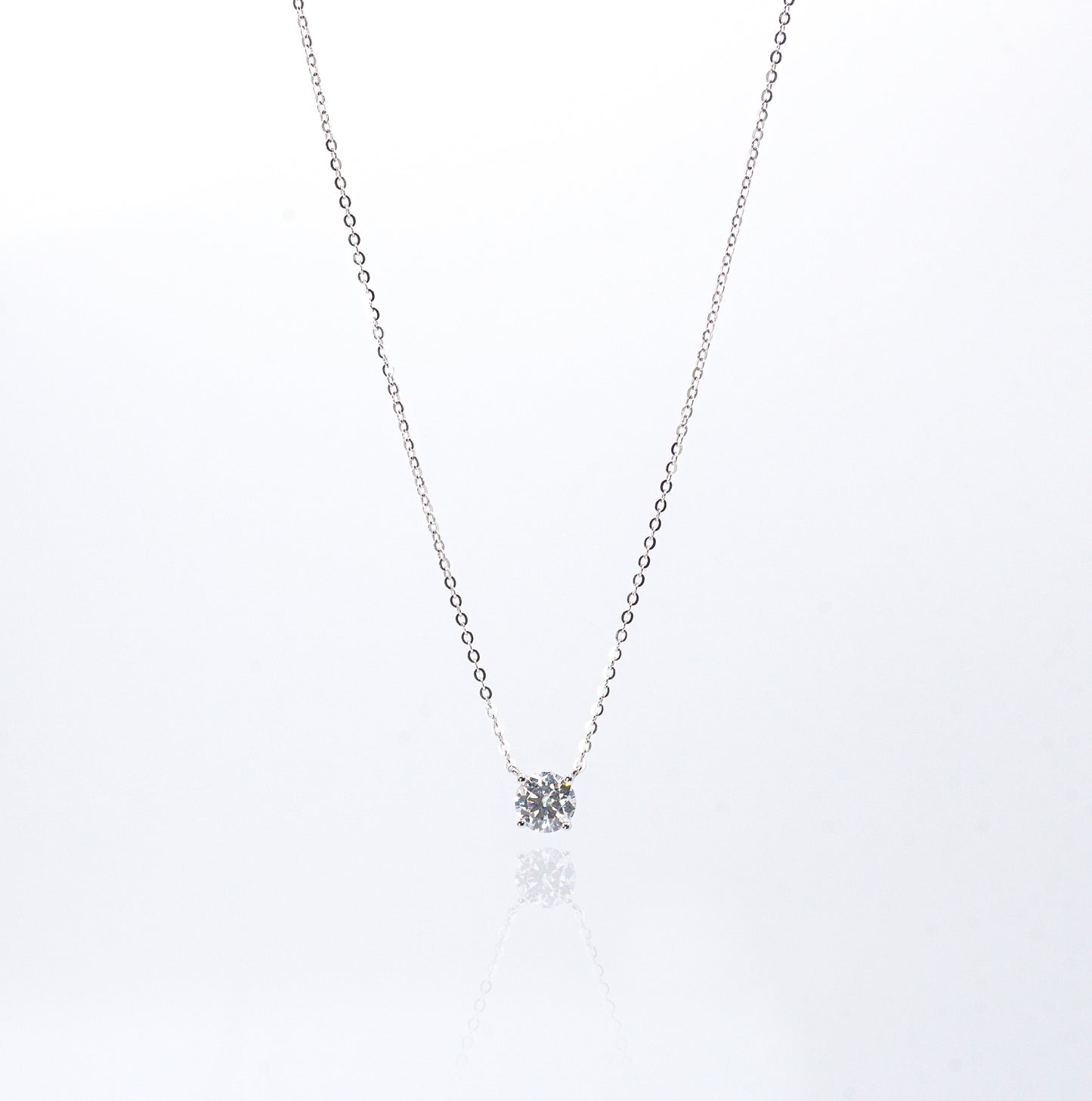 Classic Four Claw Moissanite Necklace, White Gold - Lunelle Atelier