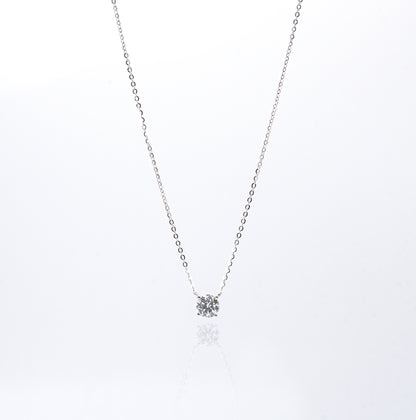Classic Four Claw Moissanite Necklace, White Gold - Lunelle Atelier