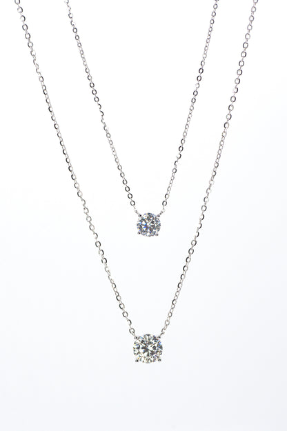 Classic Four Claw Moissanite Necklace, White Gold - Lunelle Atelier