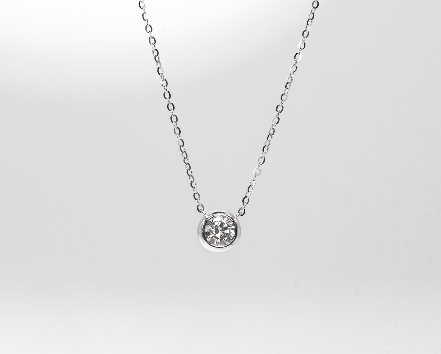 Single Bubble Moissanite Necklace 1 Carat, White Gold - Lunelle Atelier