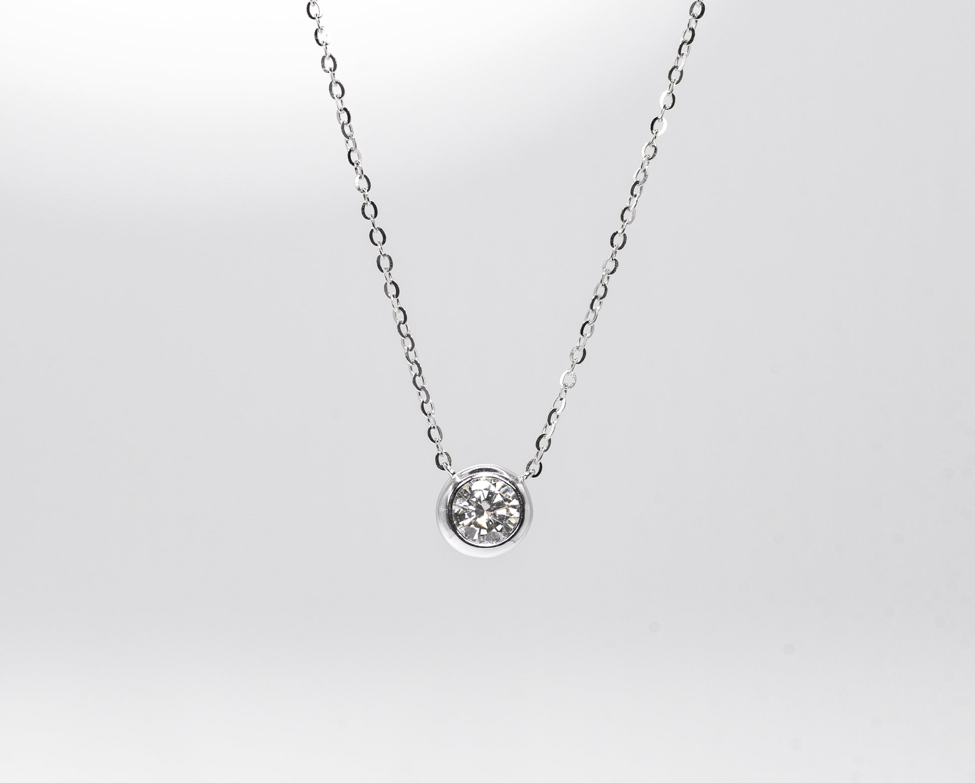 Single Bubble Moissanite Necklace 1 Carat, White Gold - Lunelle Atelier