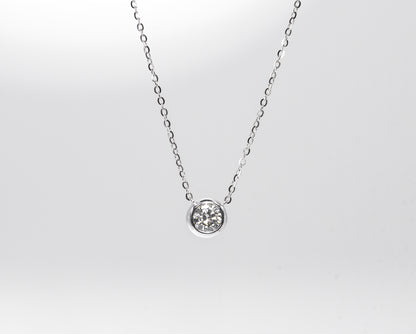 Single Bubble Moissanite Necklace 1 Carat, White Gold - Lunelle Atelier