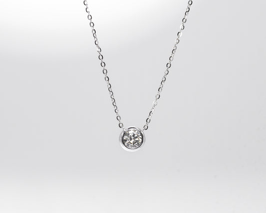 Single Bubble Moissanite Necklace 1 Carat, White Gold - Lunelle Atelier