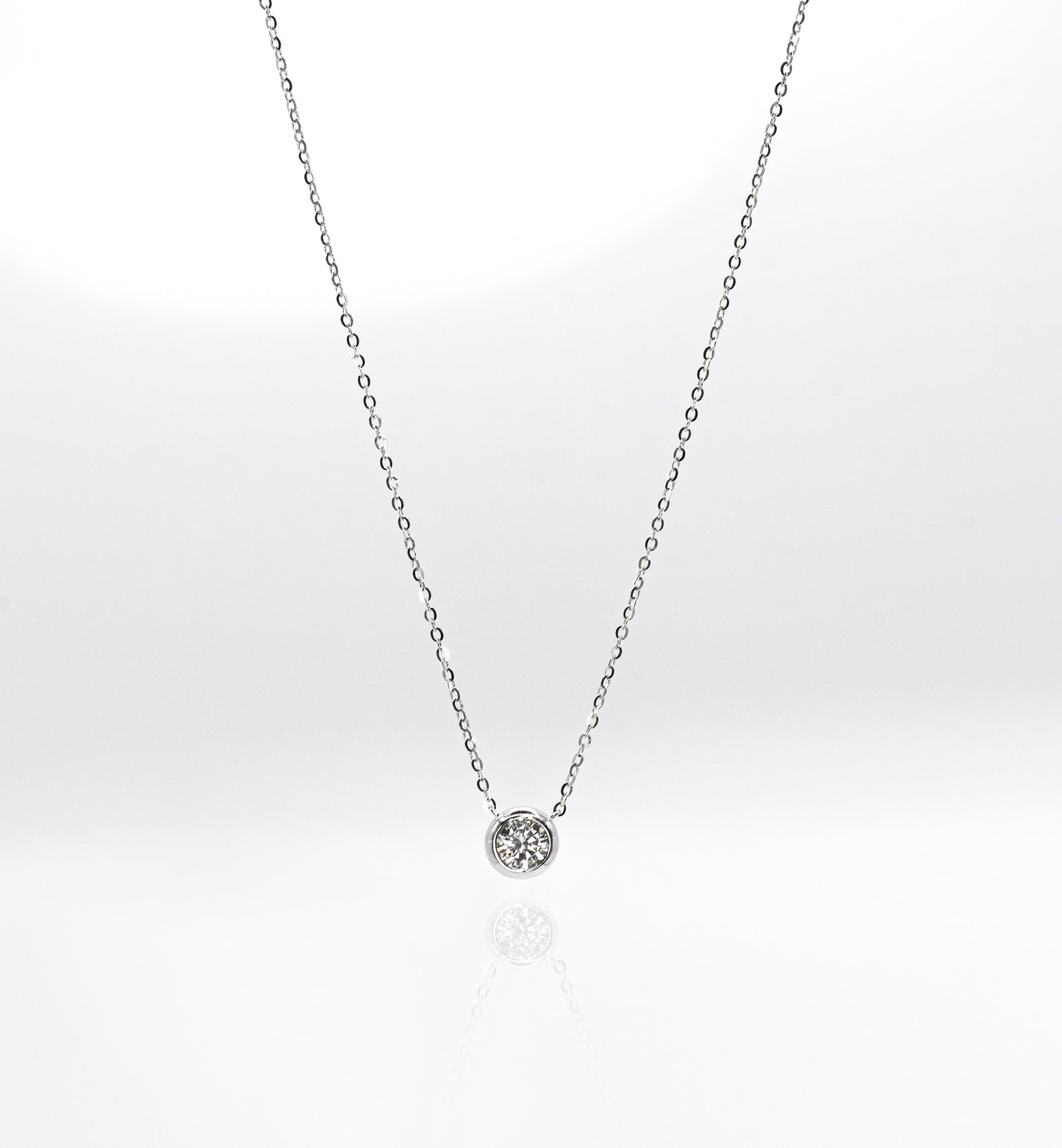 Single Bubble Moissanite Necklace 1 Carat, White Gold - Lunelle Atelier