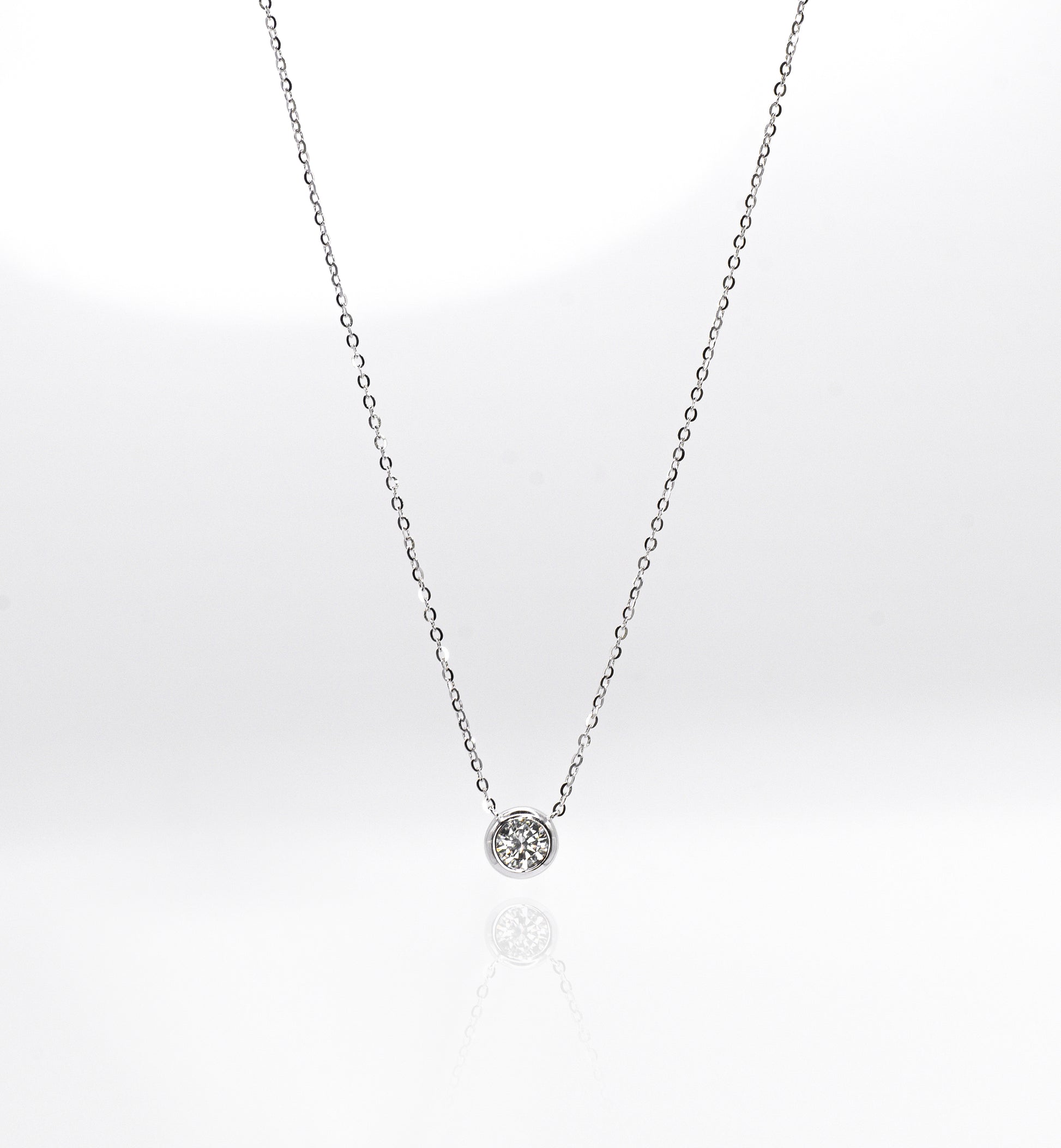 Single Bubble Moissanite Necklace 1 Carat, White Gold - Lunelle Atelier