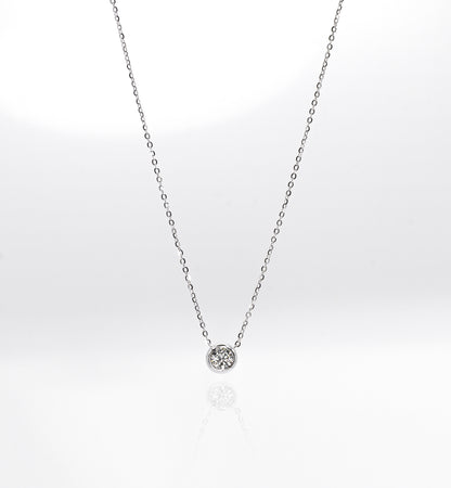 Single Bubble Moissanite Necklace 1 Carat, White Gold - Lunelle Atelier