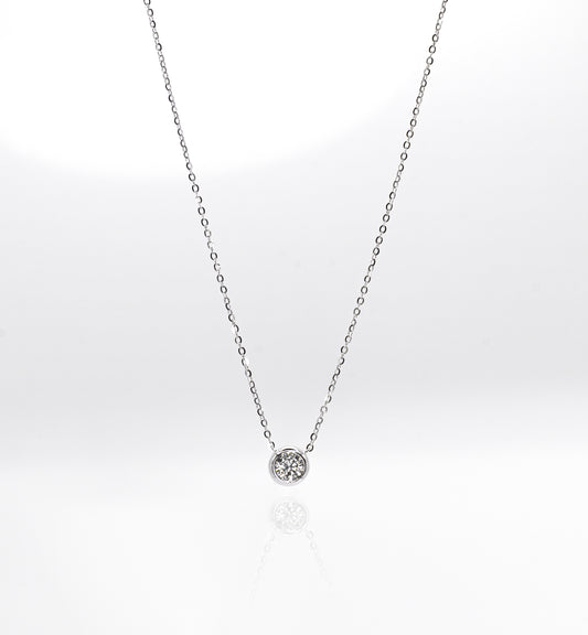 Single Bubble Moissanite Necklace 1 Carat, White Gold - Lunelle Atelier