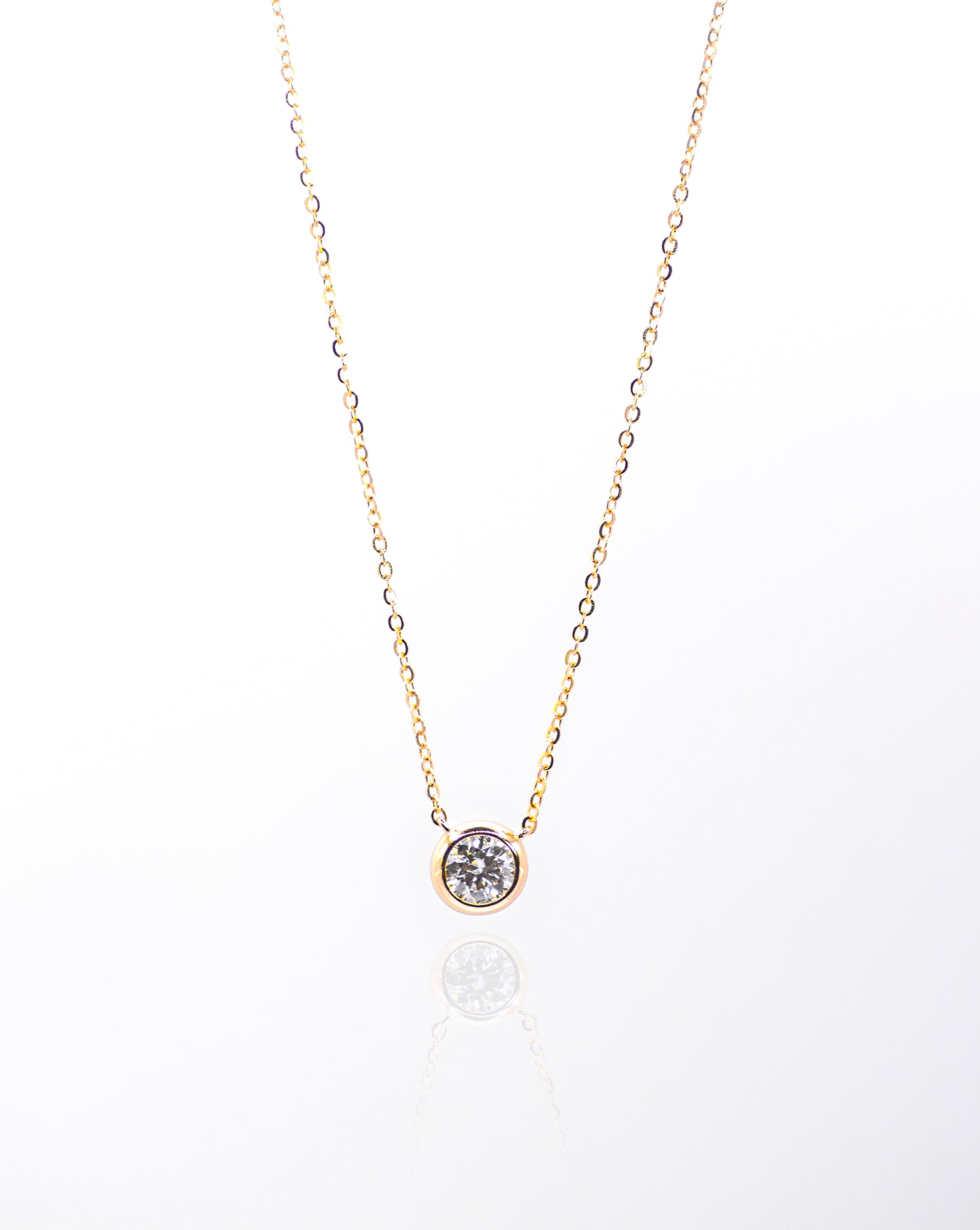 Single Bubble Moissanite Necklace 1 Carat, Champagne Gold - Lunelle Atelier