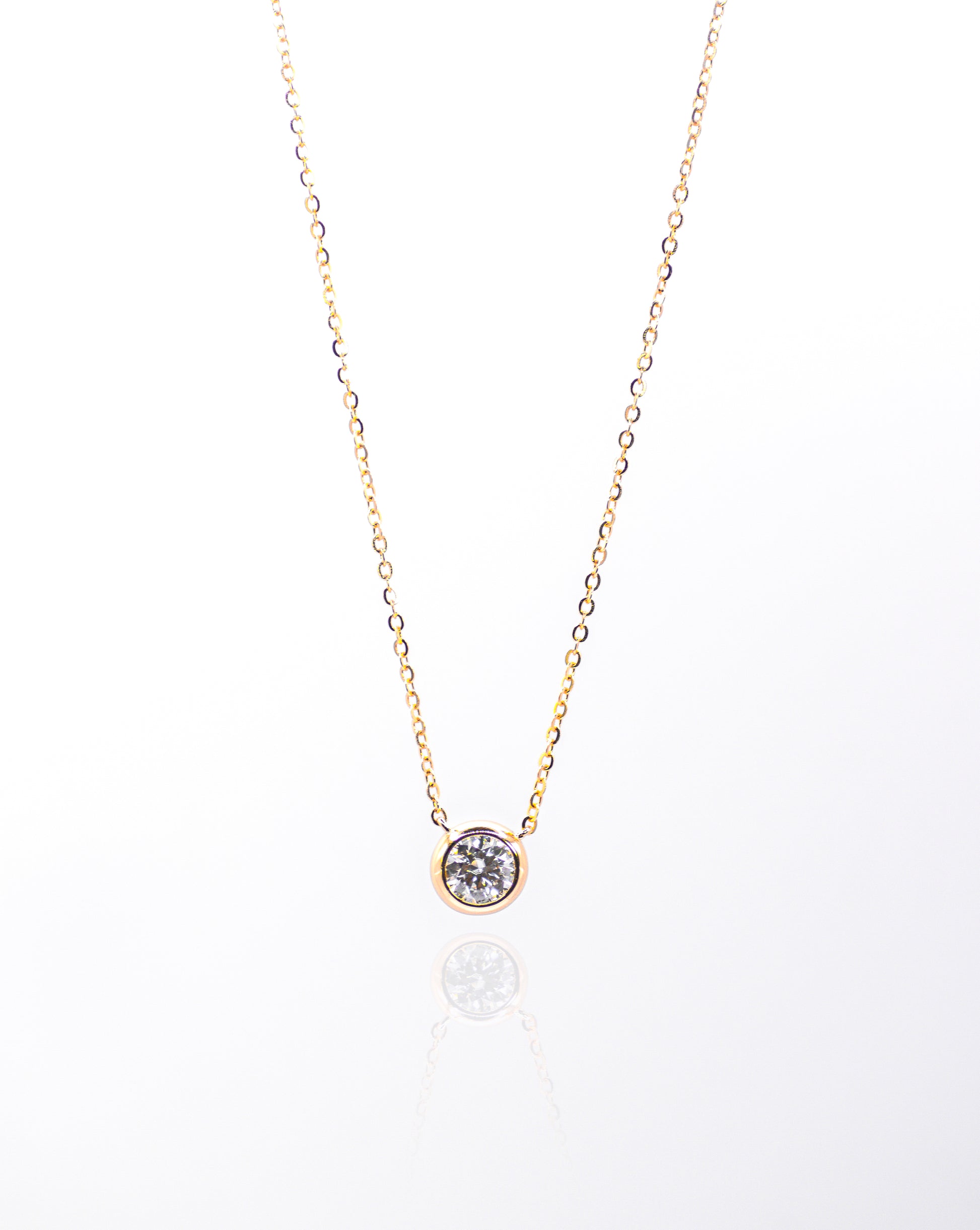 Single Bubble Moissanite Necklace 1 Carat, Champagne Gold - Lunelle Atelier