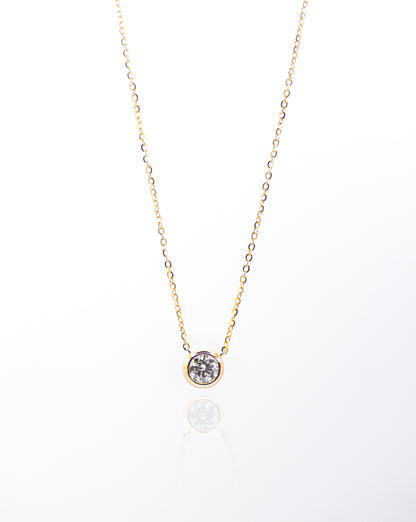 Single Bubble Moissanite Necklace 1 Carat, Champagne Gold - Lunelle Atelier