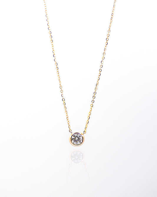Single Bubble Moissanite Necklace 1 Carat, Champagne Gold - Lunelle Atelier