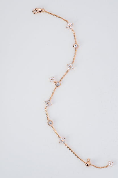 Clover Bloom Tassel Bracelet, Rose Gold - Lunelle Atelier