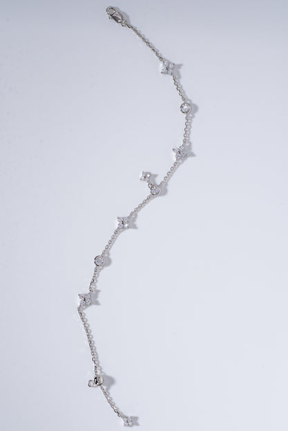 Clover Bloom Tassel Bracelet, White Gold - Lunelle Atelier