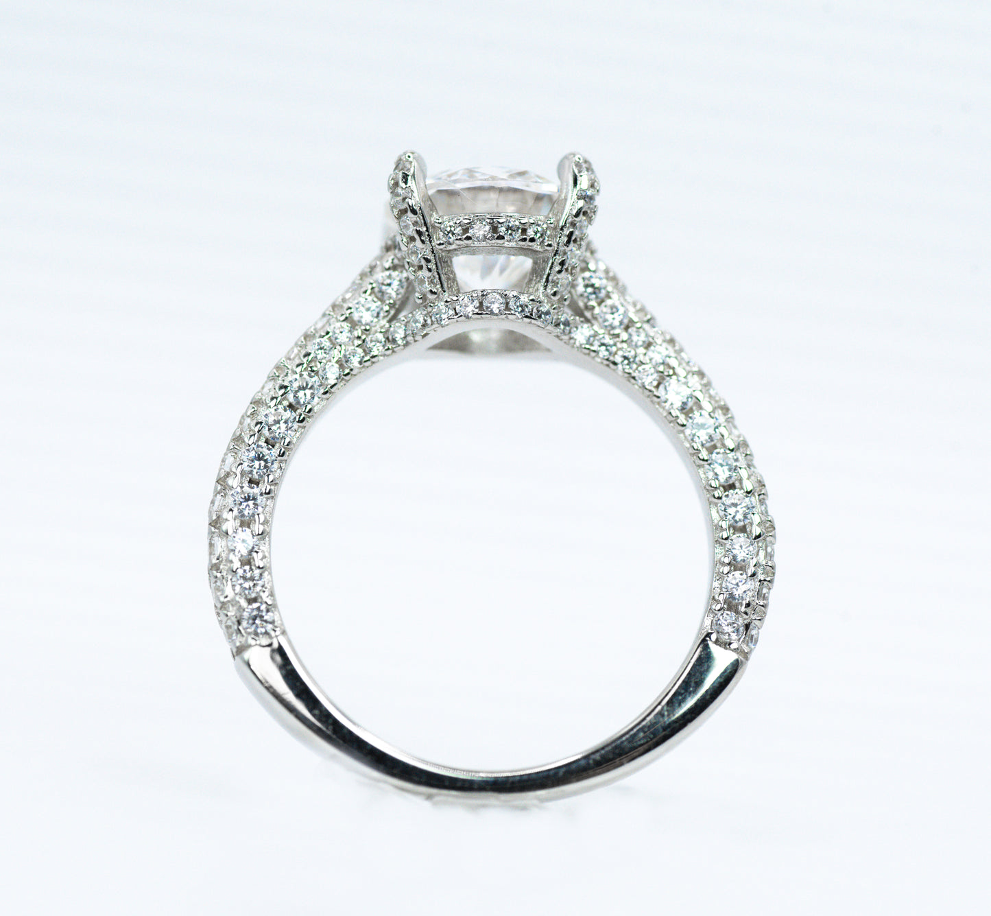 Classic Four-Prong Accented Moissanite Ring | Sterling Silver - Lunelle Atelier