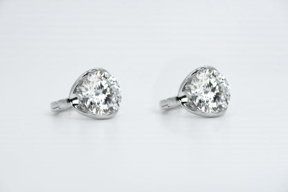 Floating Moissanite Ear Huggies 3 carat | Rhodium-Plated Sterling Silver - Lunelle Atelier