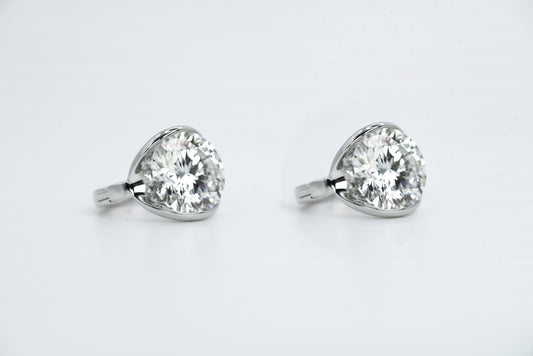 Floating Moissanite Ear Huggies 3 carat | Rhodium-Plated Sterling Silver - Lunelle Atelier