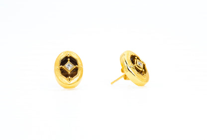 Tiger's Eye Gilded Guardian Stud Earrings | 18K Gold Plated Sterling Silver - Lunelle Atelier