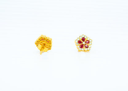Royal Ruby Fleur | Corundum Floral Stud Earrings - Lunelle Atelier