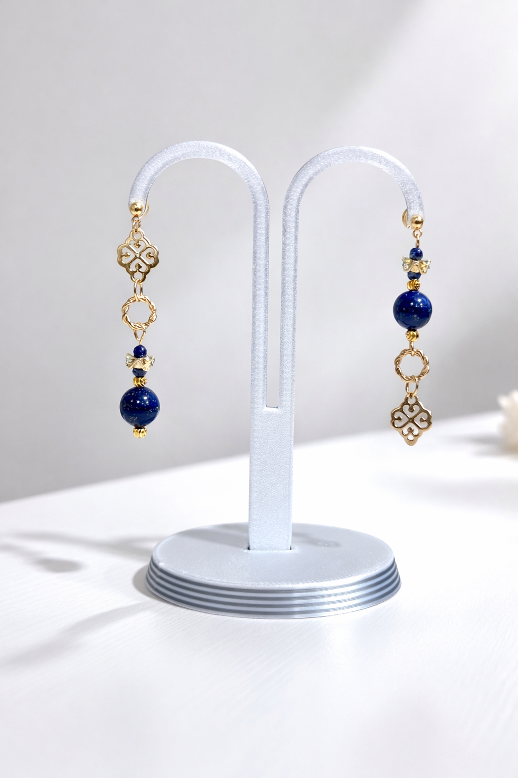 Lapis Lazuli Golden Vintage Asymmetrical Drop Earrings - Lunelle Atelier