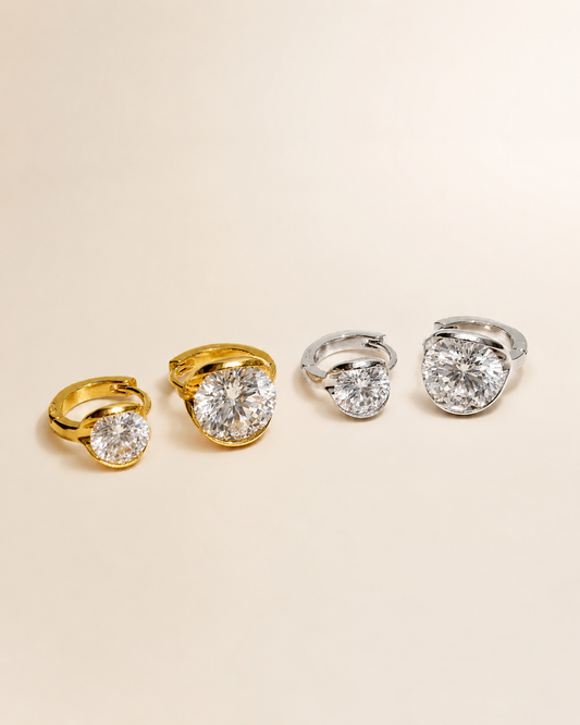 Floating Moissanite Ear Huggies | 18K Gold Plated - Lunelle Atelier