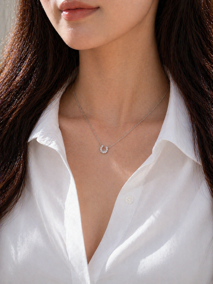 Lucky Horseshoe Moissanite Necklace - Lunelle Atelier