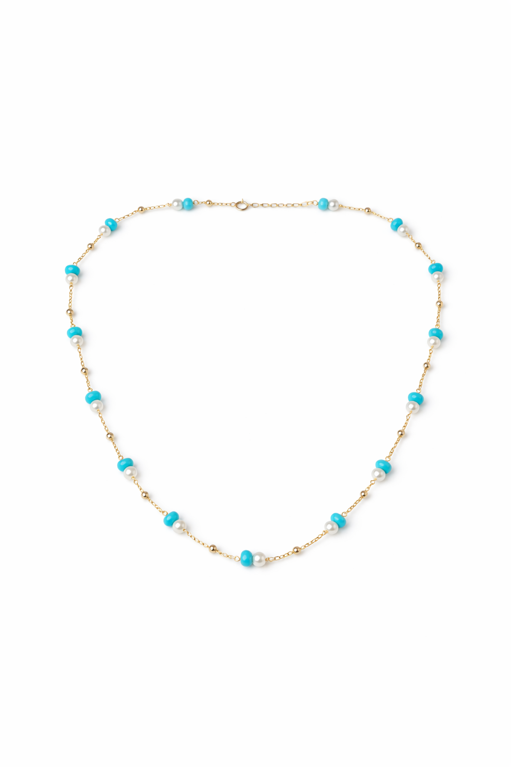 Turquoise & Freshwater Pearl 14K Gold Filled Necklace - Lunelle Atelier