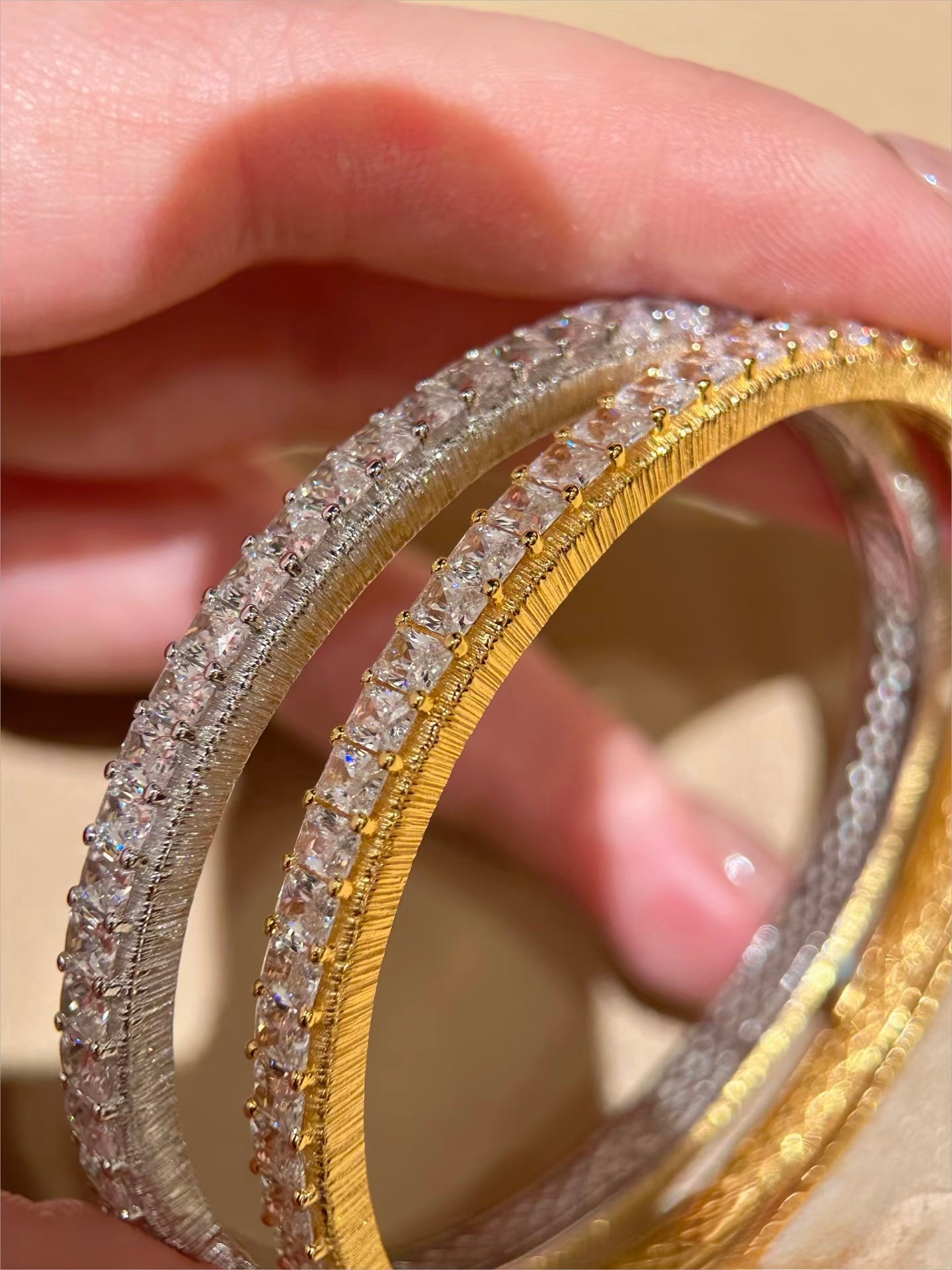 Baguette Oval Hinged Bangle