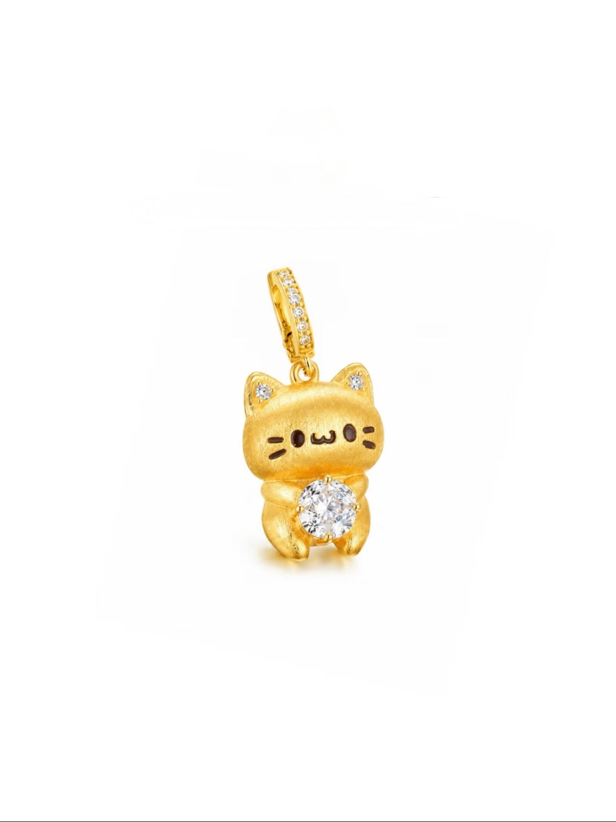 Lunelle Atelier Lucky Cat convertible charm pendant necklace with detailed cat design and adjustable chain.