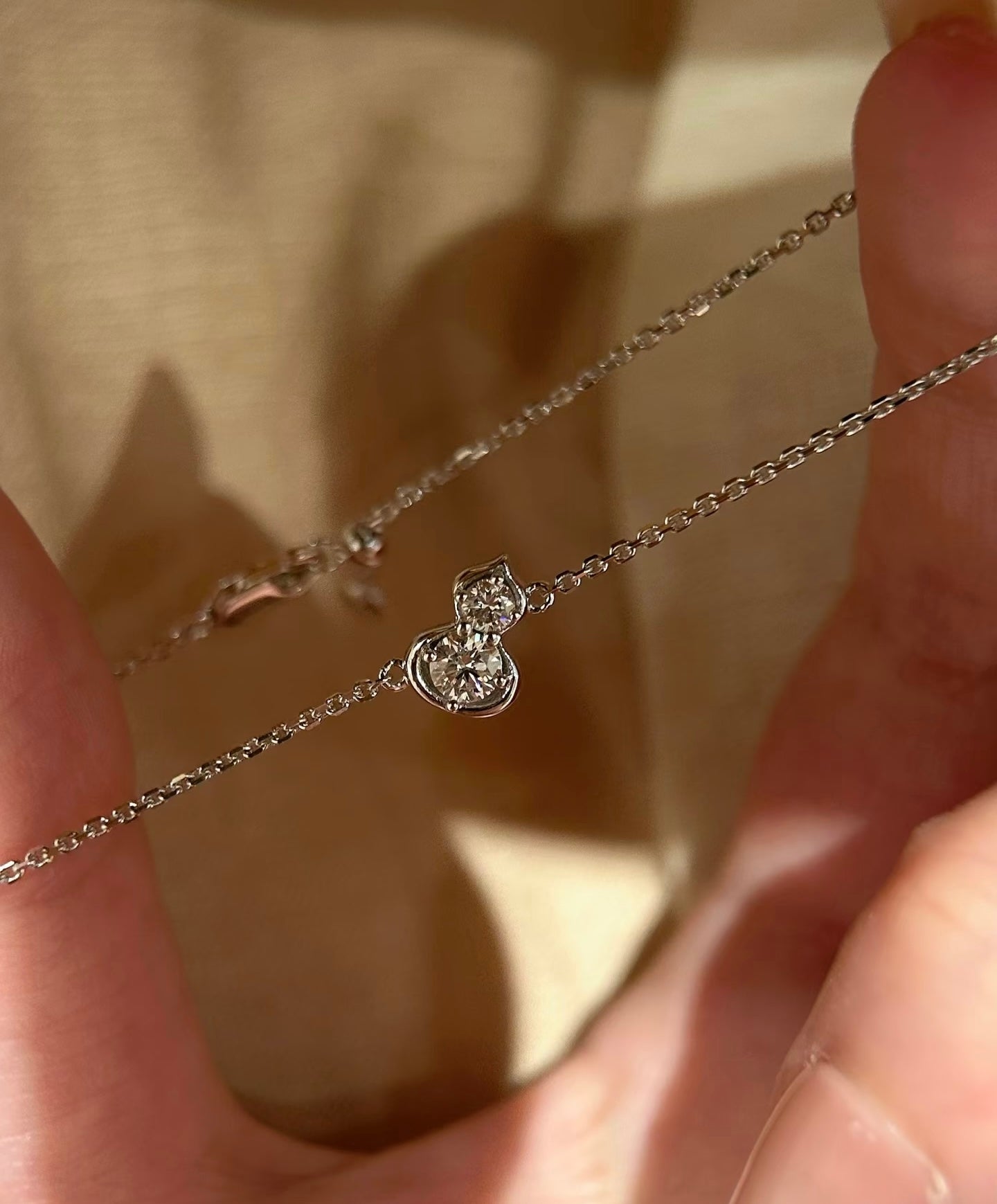 Lunelle Atelier Lucky Gourd Lab-Grown Diamond Adjustable Bracelet featuring a delicate gourd charm with sparkling diamonds.