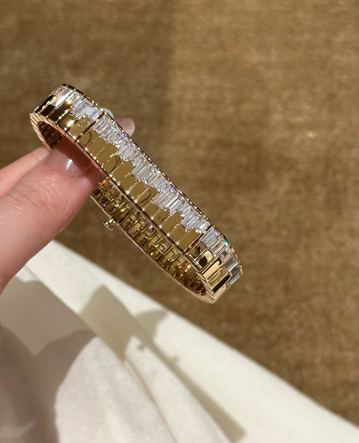 Lunelle Atelier Piano Key Baguette Bracelet featuring sleek piano key design and sparkling baguette accents on a stylish bracelet.