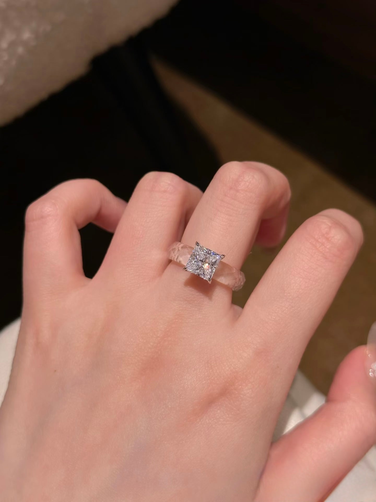 Princess Cut Crystal Statement Ring