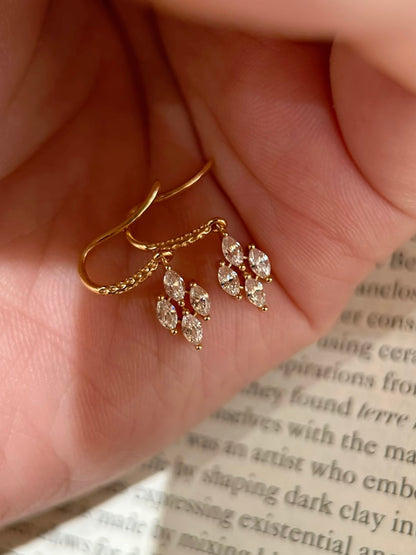 Lunelle Atelier dainty marquise cluster hook earrings with sparkling gemstone accents, elegant jewelry for special occasions