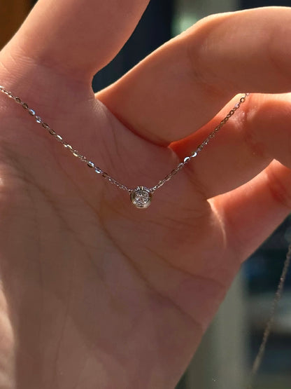 Sterling Silver Bezel Lab-Grown Diamond Solitaire Necklace