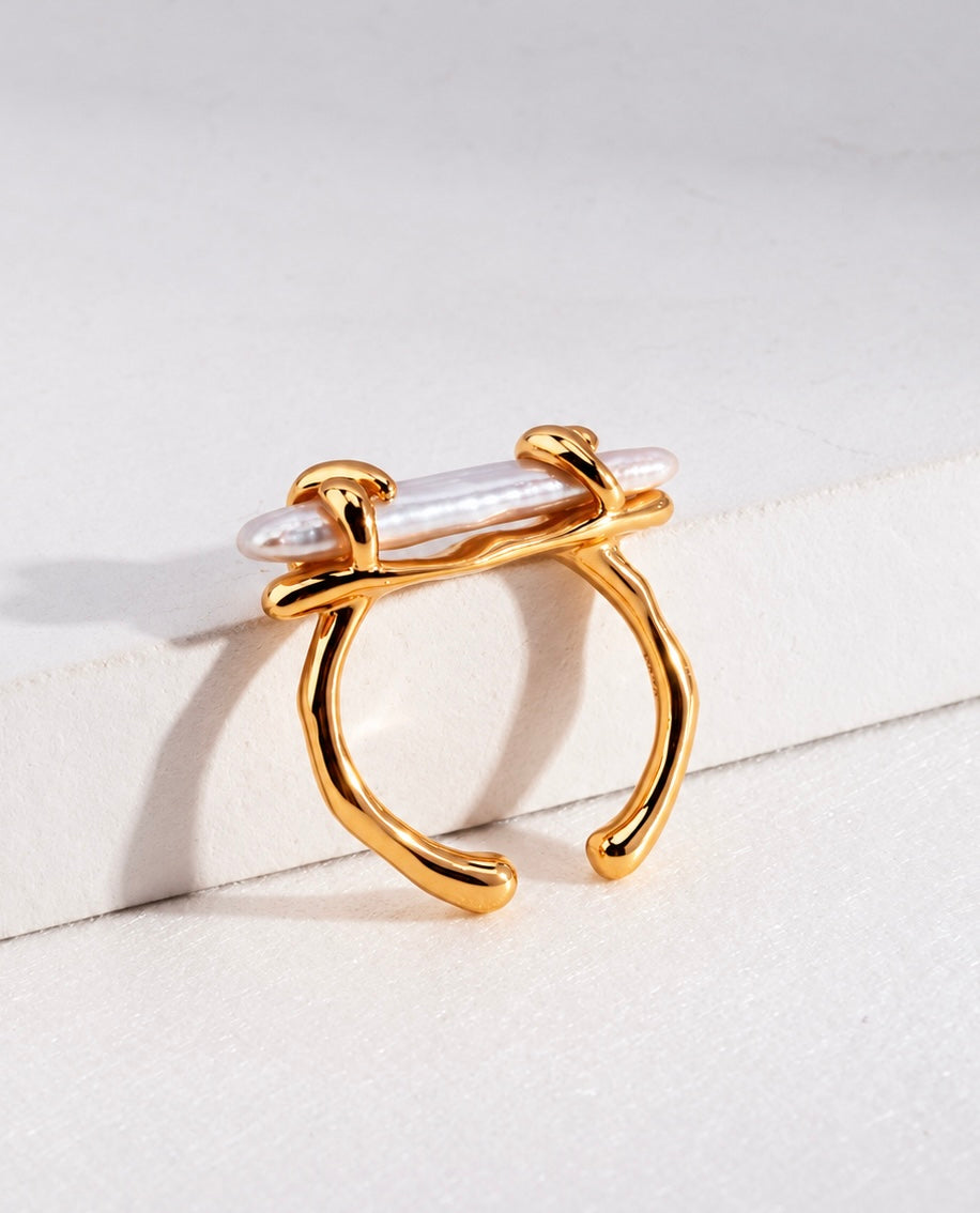 Fluid Wrap Adjustable Freshwater Pearl Ring