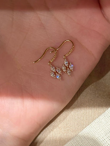 Lunelle Atelier dainty marquise cluster hook earrings featuring multiple marquise-shaped gemstones on silver hooks