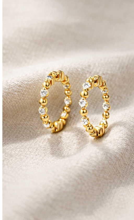 Stella Dust Beaded Hoop Earrings | 18K Gold Plated - Lunelle Atelier