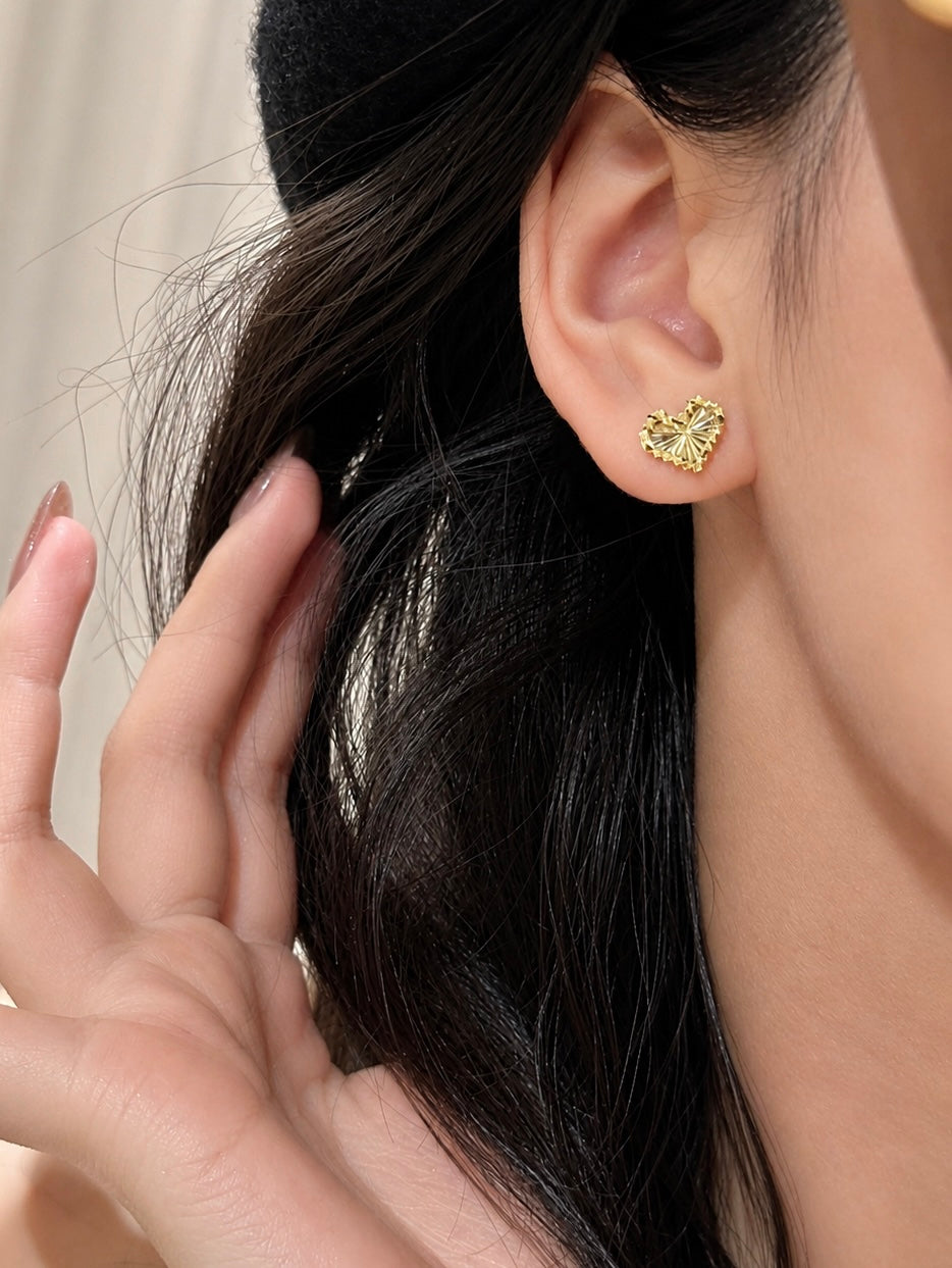 Laser Heart Stud Earrings - Lunelle Atelier
