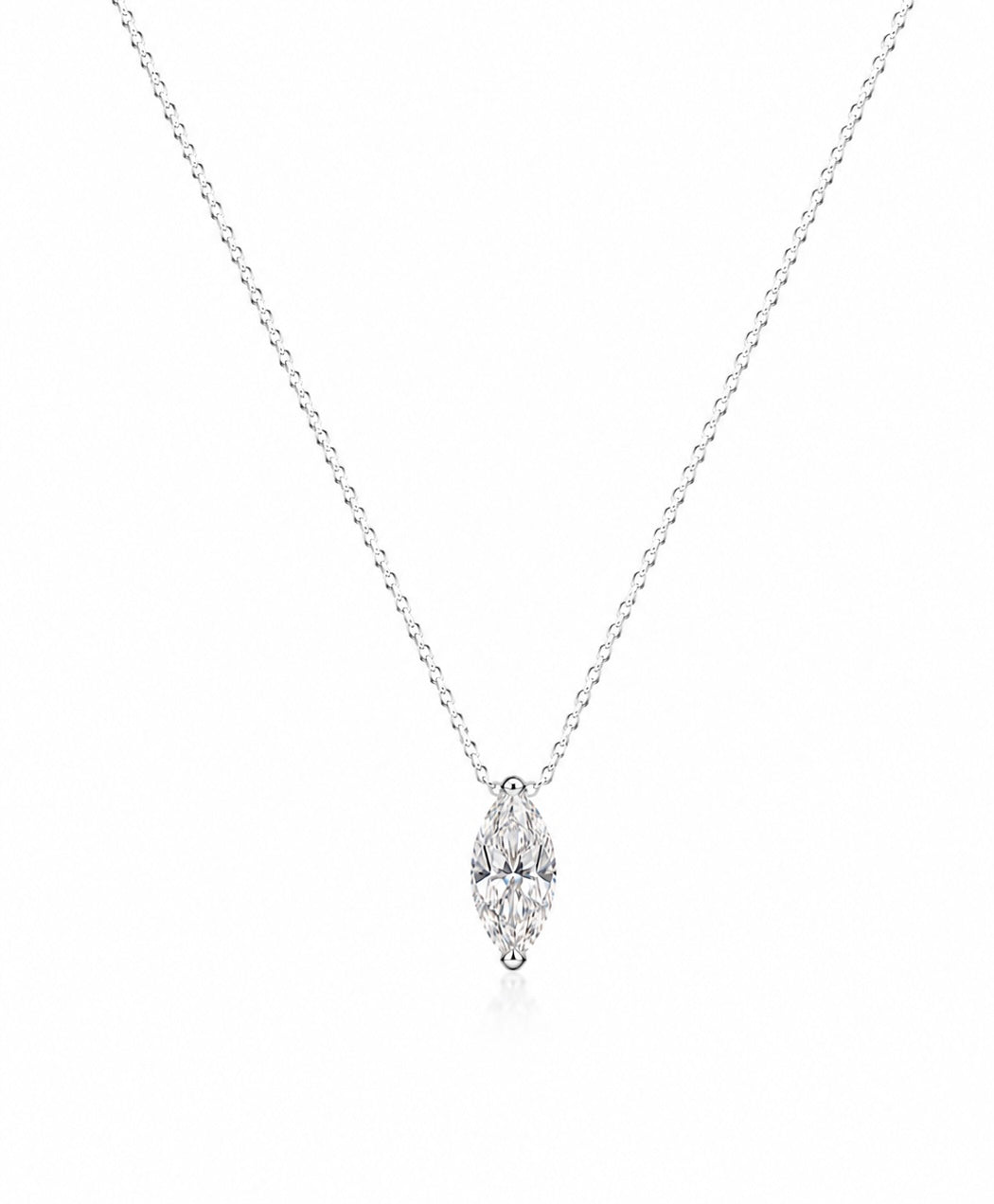 Lunelle Atelier marquise solitaire necklace featuring a single elegant marquise-cut gemstone on a delicate chain.
