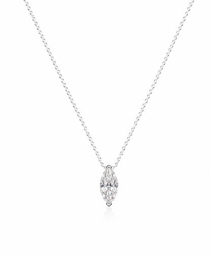 Lunelle Atelier marquise solitaire necklace featuring a single elegant marquise-cut gemstone on a delicate chain.