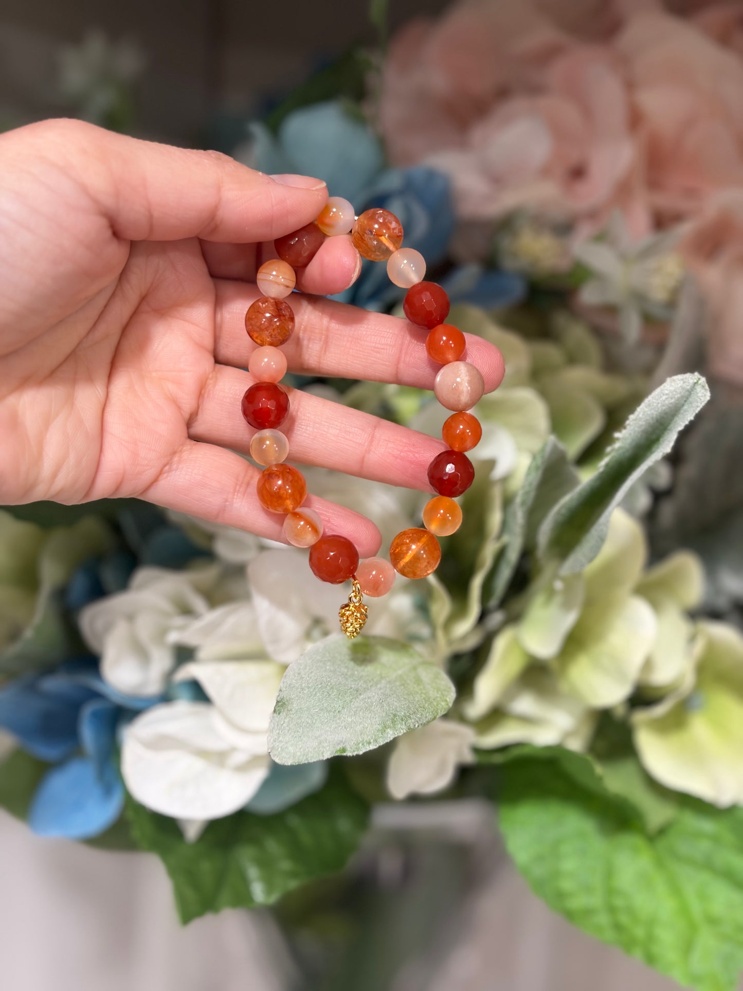 Crimson Bloom Agate Bracelet - Lunelle Atelier