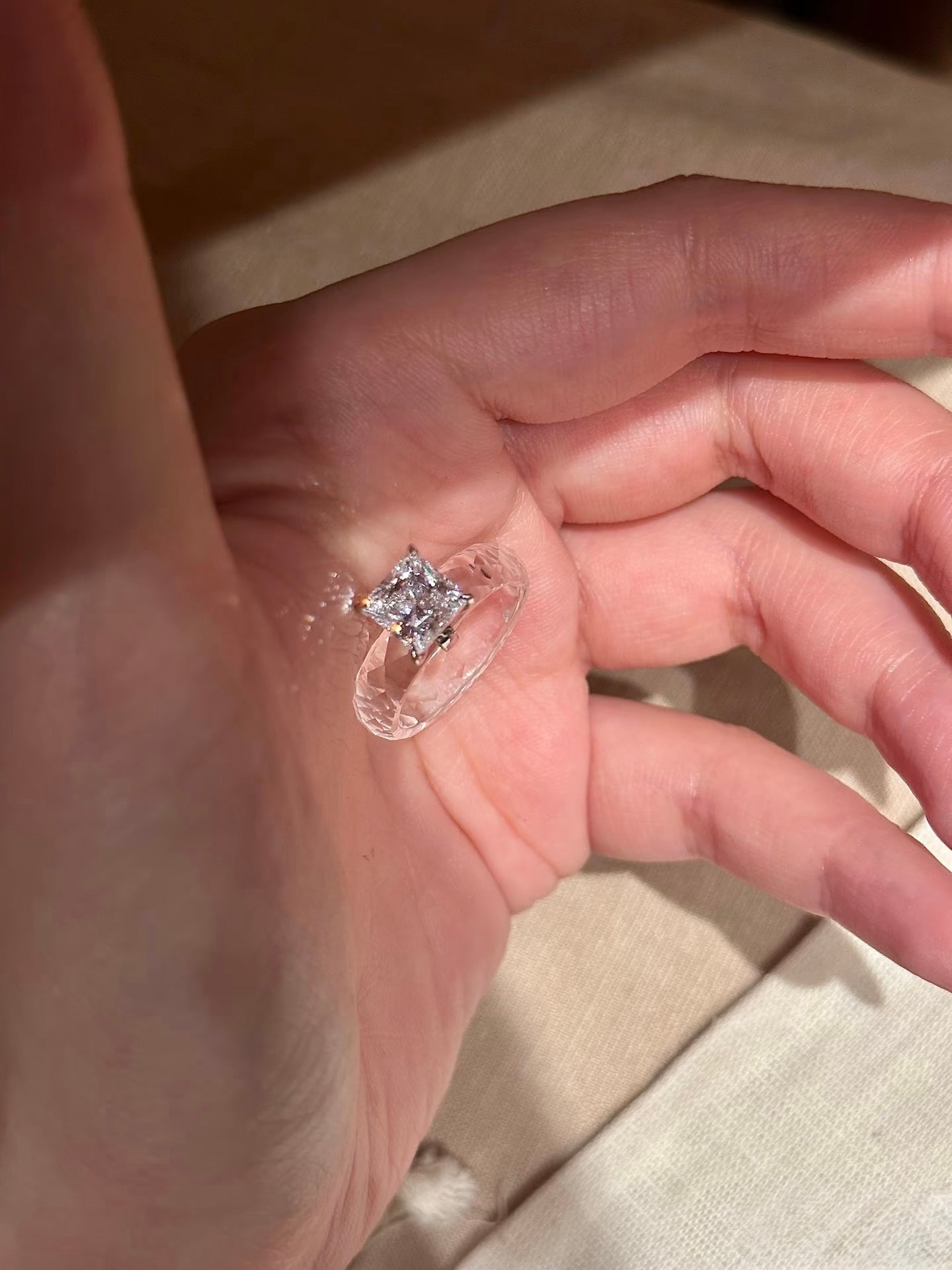 Princess Cut Crystal Statement Ring