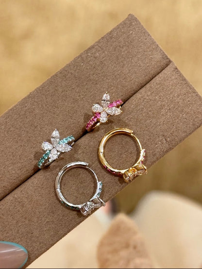 Butterfly Lab-Grown Gemstone Huggie Hoop Earrings