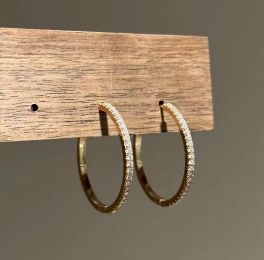 Round Moissanite Circle Hoop Earrings , Champagne Gold - Lunelle Atelier