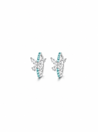 Butterfly Lab-Grown Gemstone Huggie Hoop Earrings