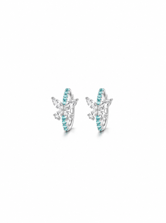 Butterfly Lab-Grown Gemstone Huggie Hoop Earrings