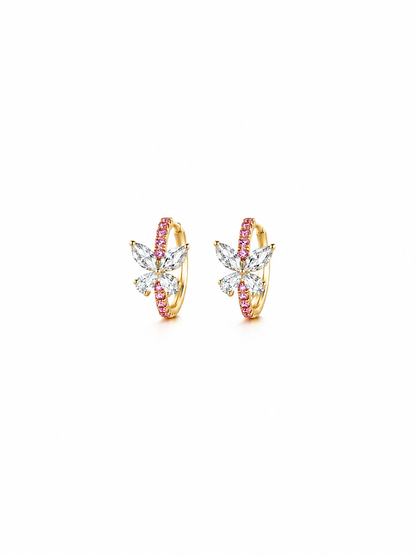Butterfly Lab-Grown Gemstone Huggie Hoop Earrings