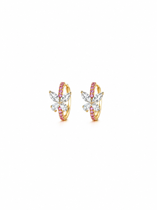 Butterfly Lab-Grown Gemstone Huggie Hoop Earrings