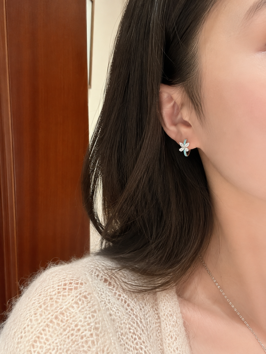 Butterfly Lab-Grown Gemstone Huggie Hoop Earrings